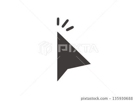 A simple illustration of a black mouse pointer with a white border clicking 135930688