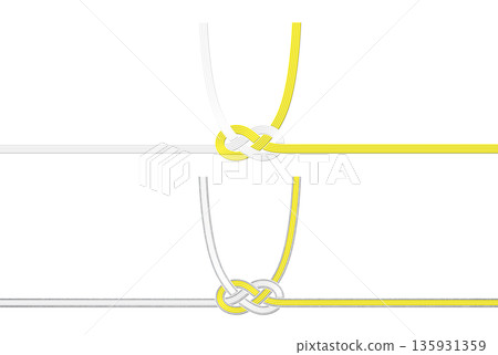 一套用於葬禮和弔唁的淡路結黃白水引剪紙 135931359