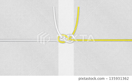 時尚的日式現代和紙，以及融入銀箔的黃白相間水引“淡路結”，用於葬禮和弔唁。 135931362