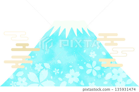 Cherry blossom pattern Mount Fuji frame_horizontal Cherry blossom pattern Mount Fuji frame_horizontal 135931474
