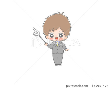 A male office worker explaining using a pointer A male office worker explaining using a pointer 135931576