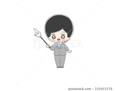 A male office worker explaining using a pointer A male office worker explaining using a pointer 135931578