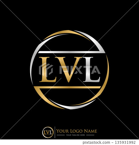 Initial LVL serif font circle swoosh fast emblem style element professional logo design graphic concept creative premium vector stock image top sell 135931992
