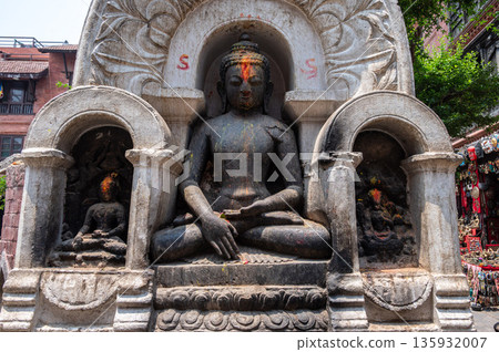 Group of ancient Buddha statue situated in Swayambhunat temple, Nepal. This is one of the most sacred religious sites in Kathmandu It was built by King Manadeva in 13th century. Group of ancient Buddha statue situated in Swayambhunat temple, Nepal. This is one of the most sacred religious sites in Kathmandu It was built by King Manadeva in 13th century. 135932007