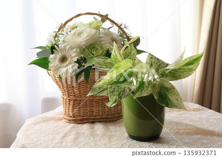 Arrangement of white flowers 135932371