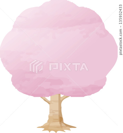 手繪水彩風格櫻花盛開的插圖 135932433