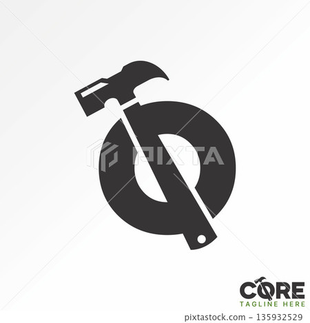 Initial O font with hammer equipment technician carpenter service house work logo design graphic concept creative premium vector stock image top sell Initial O font with hammer equipment technician carpenter service house work logo design graphic concept creative premium vector stock image top sell 135932529