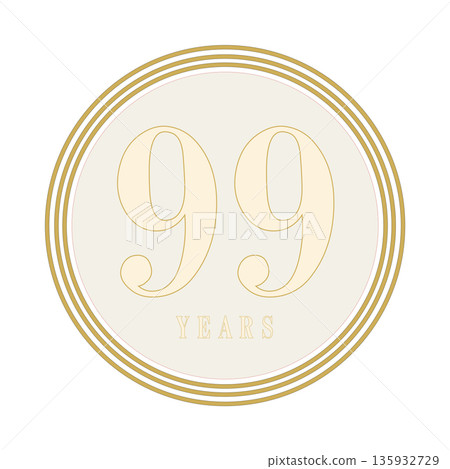 A simple white and gold circular icon for celebrating your 99th anniversary or birthday. A simple white and gold circular icon for celebrating your 99th anniversary or birthday. 135932729