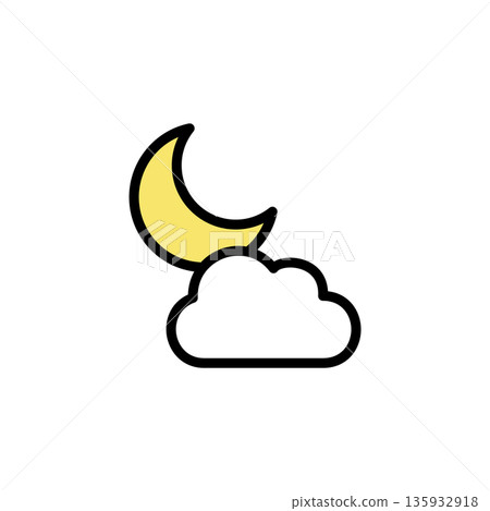 Simple color weather icon night moon cloud Simple color weather icon night moon cloud 135932918