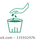 Green line drawing icon of a seed plant representing plant growth 135932976