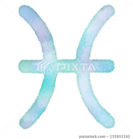Zodiac Sign Pisces, Horoscope, Watercolor Design Icon, Gentle, Ecology 135933193