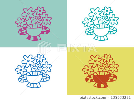 流行花卉插畫素材 135933251