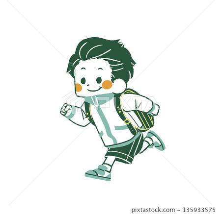 Boy running with a school bag on his back - 4 colors Boy running with a school bag on his back - 4 colors 135933575