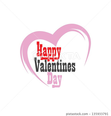 Romantic Love Valentine's Day lettering logo 135933791