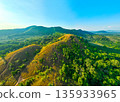 Aerial view mountains land and dry grass in ranong Thailand 135933965
