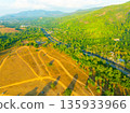 Aerial view mountains land and dry grass in ranong Thailand 135933966