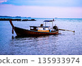 Thai traditional wooden longtail boat in the sea 135933974