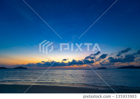 Landscape view of majestic clouds in the sky sunset or sunrise over sea with reflection in the tropical sea,Beautiful cloudscape scenery,Amazing light of nature Landscape nature background Landscape view of majestic clouds in the sky sunset or sunrise over sea with reflection in the tropical sea,Beautiful cloudscape scenery,Amazing light of nature Landscape nature background 135933983