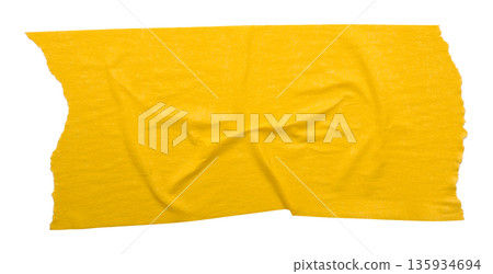 yellow crumpled torn tape isolated on transparent background. yellow crumpled torn tape isolated on transparent background. 135934694