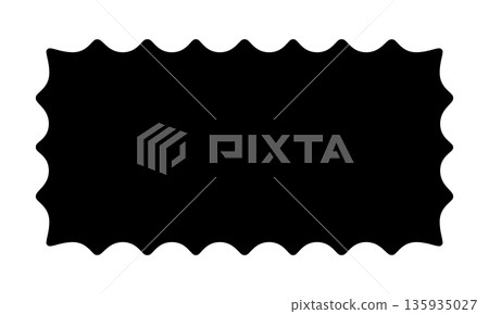 Rectangle shape with wavy edges. Geometric form with curvy borders. Blank text box, tag or label template isolated on white background. Vector graphic illustration Rectangle shape with wavy edges. Geometric form with curvy borders. Blank text box, tag or label template isolated on white background. Vector graphic illustration 135935027
