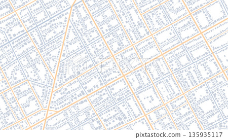 Huge city top view. Location tracks dashboard. Town roadmap. City streets and blocks, route distance data, path turns and destination tag or mark. Vector illustration 135935117