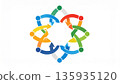 Logo with an image of various people joining hands and uniting 135935120