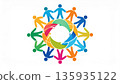 Logo with an image of various people joining hands and uniting 135935122