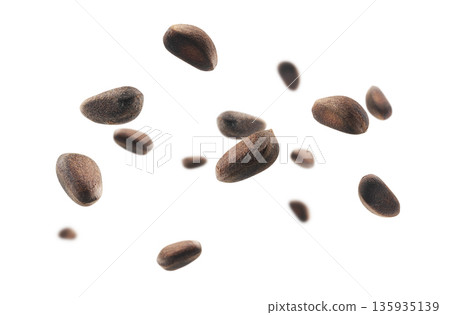 Pine nuts levitate on a white background 135935139