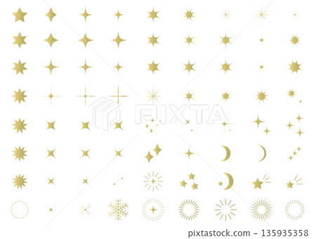 簡單的閃光插畫素材 背景插畫素材 金色 135935358