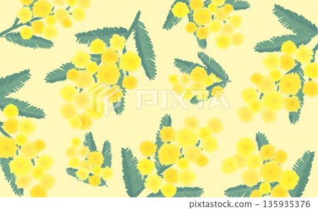 手繪含羞草圖案背景_黃色背景_水平 135935376