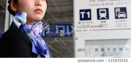 Airport staff and information signs ■Photography cooperation: Kansai International Airport (KIX) 135935542