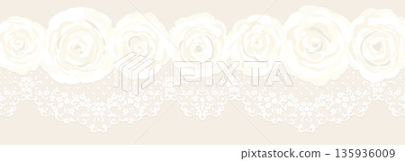 古董蕾絲和白玫瑰花向量圖 古董蕾絲和白玫瑰花向量圖 135936009