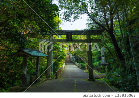 和歌山縣串本町的夏季，位於本州島最南端的鹽見崎神社，鹽見崎岬 135936062