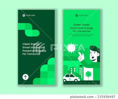 Vertical Banner Clean Energy Innovation Concept Flat Cartoon Hand Drawn Illustration 135936497