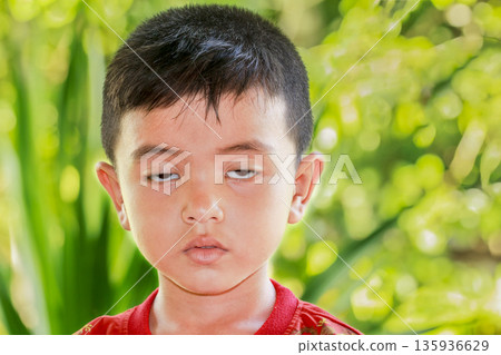 Closeup cute portrait of cute Asian little boy 135936629