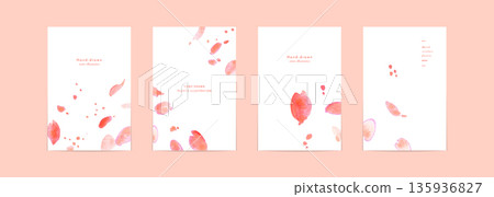 水彩畫。水彩櫻花明信片模板。櫻花矢量圖。 135936827