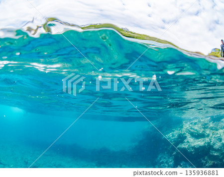 Half-surface shot of the Hirizohama ferry. Hirizohama, Nakagi, Minamiizu Town, Izu Peninsula, Shizuoka Prefecture - 2025 One of Japan's leading snorkeling spots Half-surface shot of the Hirizohama ferry. Hirizohama, Nakagi, Minamiizu Town, Izu Peninsula, Shizuoka Prefecture - 2025 One of Japan's leading snorkeling spots 135936881