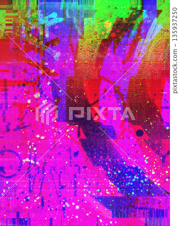 Urban Graffiti Abstract Wall Art in Neon Pink, Blue, Green with Glitch Effect for 90s, Y2K Street Style Urban Graffiti Abstract Wall Art in Neon Pink, Blue, Green with Glitch Effect for 90s, Y2K Street Style 135937250