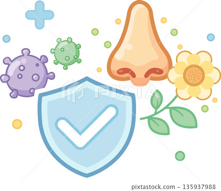 Nose Allergy Protection and Immune Health Flat Icon 135937988