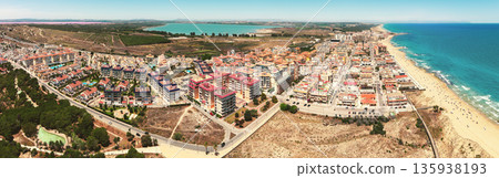 Cityscape of Torre La Mata in Torrevieja, Spain, Europe. Panoramic view from above of the city by the beach Cityscape of Torre La Mata in Torrevieja, Spain, Europe. Panoramic view from above of the city by the beach 135938193