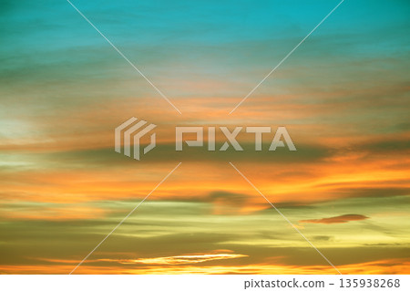 Colorful cloudy sky at sunset. Gradient color. Sky texture. Abstract nature background 135938268