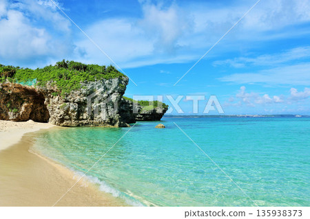Okinawa Miyakojima blue sky sand mountain beach Okinawa Miyakojima blue sky sand mountain beach 135938373