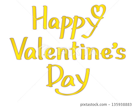 黃色手寫體“情人節快樂” 135938883