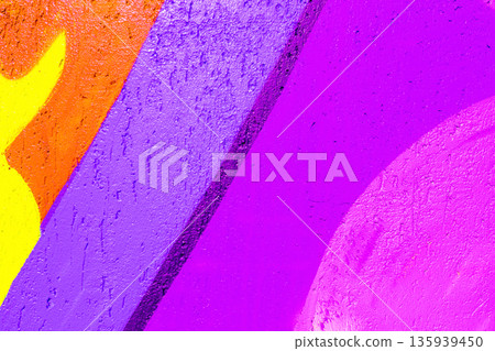 Abstract Colorful Graffiti with Purple, Yellow, Orange for Retro 80s, Neon Street Art 135939450