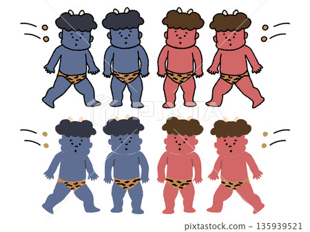 節分可愛惡魔插畫集 135939521