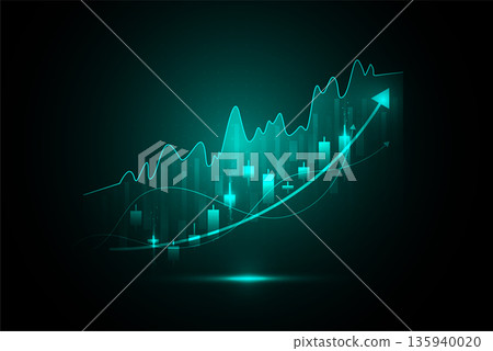 Business candle stick graph chart of stock market investment trading on white background design. Bullish point, Trend of graph. Vector illustration 135940020