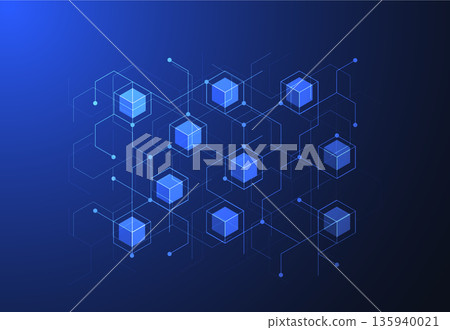 Abstract blockchain digital technology concept. Big data design. Vector illustration 135940021