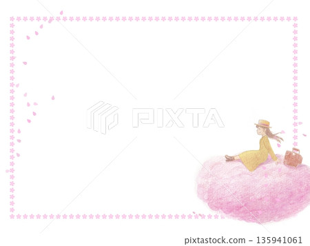 櫻花樹上的女孩（橫幅） 135941061