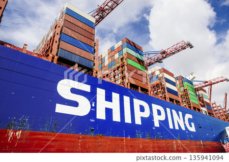 Shipping containers and cargo ship Shipping containers and cargo ship 135941094