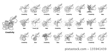 A series of drawings of flowers A series of drawings of flowers 135941439